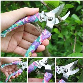 img 1 attached to 🌸 Gardening Tools Set, JUMPHIGH 10-Piece Garden Tools with Purple Floral Print, Ergonomic Handle Trowel Rake Weeder Pruner Shears Sprayer, Garden Hand Tools in Carrying Case - Perfect Gardening Gifts for Women