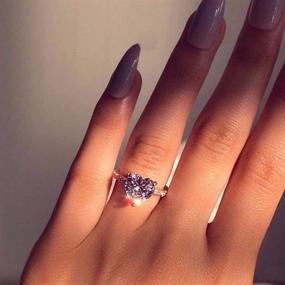 img 2 attached to 💍 Милое улыбка Ювелирные изделия родиево-покрытого стерлингового серебра с кубическим цирконием обещания сердце обручальное кольцо (размер 10)