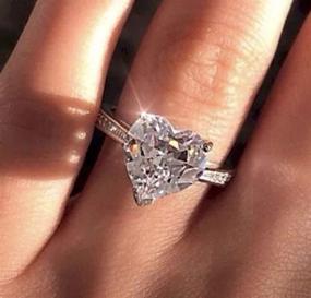 img 4 attached to 💍 Милое улыбка Ювелирные изделия родиево-покрытого стерлингового серебра с кубическим цирконием обещания сердце обручальное кольцо (размер 10)