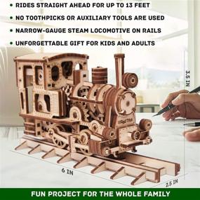 img 2 attached to 🚂 Wood Trick Train 3D Wooden Puzzle for Adults and Kids to Build - 6x4″ - Locomotive Model Kit for All Ages