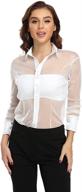 👚 women's long sleeve sheer top - button up shirts for a sexy and casual look логотип