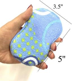 img 1 attached to 🧽 6 Piece Microfiber Double Sided Scrub & Wipe Sponge Pads for Kitchen & Bath - Safe on Dishes, Sink & Non-Stick Cookware - Reusable, Machine Washable, Durable & Long Lasting