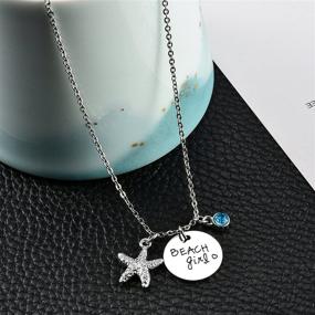 img 2 attached to 🌊 Beach Girl Jewelry: Starfish Necklace with Sea Blue Birthstone - Perfect Girls' Jewelry!