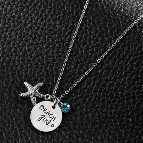 img 3 attached to 🌊 Beach Girl Jewelry: Starfish Necklace with Sea Blue Birthstone - Perfect Girls' Jewelry!