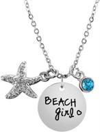 🌊 beach girl jewelry: starfish necklace with sea blue birthstone - perfect girls' jewelry! logo