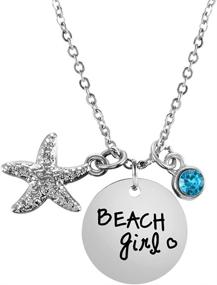 img 4 attached to 🌊 Beach Girl Jewelry: Starfish Necklace with Sea Blue Birthstone - Perfect Girls' Jewelry!