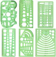 📏 petift 6-piece geometric drawing templates: clear green plastic measuring templates for office, school, designing, and building logo