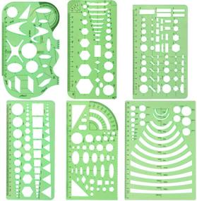 img 4 attached to 📏 Petift 6-Piece Geometric Drawing Templates: Clear Green Plastic Measuring Templates for Office, School, Designing, and Building