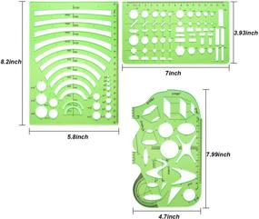 img 3 attached to 📏 Petift 6-Piece Geometric Drawing Templates: Clear Green Plastic Measuring Templates for Office, School, Designing, and Building