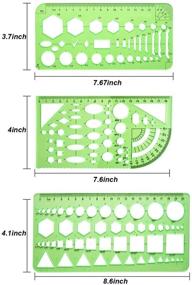 img 2 attached to 📏 Petift 6-Piece Geometric Drawing Templates: Clear Green Plastic Measuring Templates for Office, School, Designing, and Building