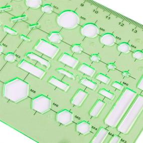 img 1 attached to 📏 Petift 6-Piece Geometric Drawing Templates: Clear Green Plastic Measuring Templates for Office, School, Designing, and Building