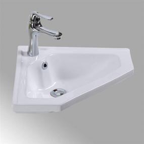 img 4 attached to 🚰 Modern White Corner Sink with Overflow by Renovators Supply Manufacturing - Alexander II Bathroom Wall Mount