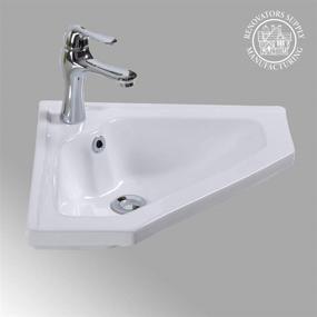 img 3 attached to 🚰 Modern White Corner Sink with Overflow by Renovators Supply Manufacturing - Alexander II Bathroom Wall Mount