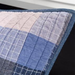 img 2 attached to Ink+Ivy Reversible Cotton Quilt - Double Sided Stitching Design, All-Season, Breathable Bedspread Bedding, Full/Queen Size (88 in x 92 in), Maddox Plaid Blue, 3-Piece Set