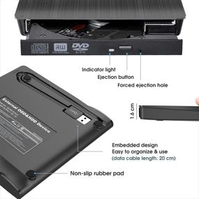 img 3 attached to ROOFULL External CD DVD Drive USB 3.0 Type-C: Portable Optical Drive Burner Player for Windows/Mac