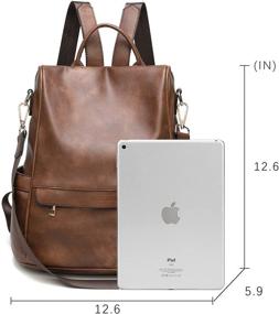 img 2 attached to 🎒 Anti-theft Casual PU Leather Women's Backpack Purse with Fashionable A-Brown Shoulder Bag - Ladies Satchel Bags