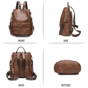 img 3 attached to 🎒 Anti-theft Casual PU Leather Women's Backpack Purse with Fashionable A-Brown Shoulder Bag - Ladies Satchel Bags