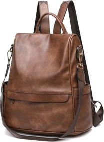 img 4 attached to 🎒 Антиворовской повседневный рюкзак-мешок из эко-кожи для женщин с модной коричневой плечевой сумкой - Дамские кожаные сумочки