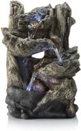🌿 enhance your space with the alpine corporation 14" tall log tabletop fountain - led lights, beige logo