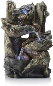 img 4 attached to 🌿 Enhance Your Space with the Alpine Corporation 14" Tall Log Tabletop Fountain - LED Lights, Beige