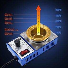 img 1 attached to 🔥 TOAUTO 150W Lead Free Solder Pot: 50MM Titanium Melting Furnace with 500g Capactity, 200-450℃ Temperature Control, Includes Extra 50MM Pot & Solder Paste Scraper