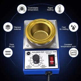 img 3 attached to 🔥 TOAUTO 150W Lead Free Solder Pot: 50MM Titanium Melting Furnace with 500g Capactity, 200-450℃ Temperature Control, Includes Extra 50MM Pot & Solder Paste Scraper