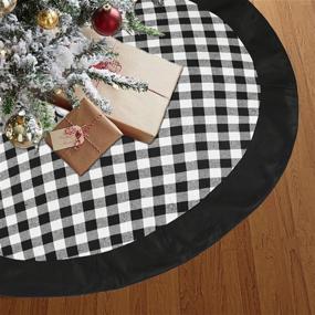img 2 attached to 🎄 Kaximd Christmas Tree Skirt: 48 inch Plaid Xmas Tree Skirt for Festive Decorations, Parties & Holiday Ornaments - 370 Black