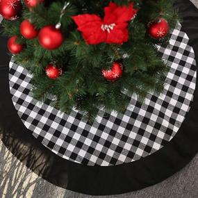 img 4 attached to 🎄 Kaximd Christmas Tree Skirt: 48 inch Plaid Xmas Tree Skirt for Festive Decorations, Parties & Holiday Ornaments - 370 Black