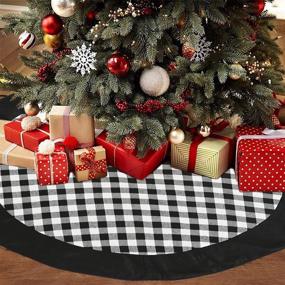 img 3 attached to 🎄 Kaximd Christmas Tree Skirt: 48 inch Plaid Xmas Tree Skirt for Festive Decorations, Parties & Holiday Ornaments - 370 Black