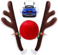 🚗 car xmas decorations - christmas car reindeer antler kit with jingle bells, rudolph reindeer, and red nose - vehicle accessories for christmas decoration (christmas-antlers) logo