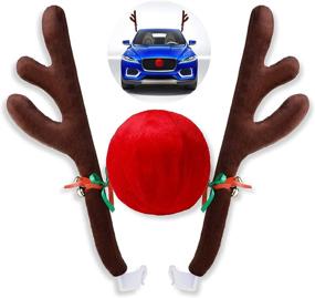 img 4 attached to 🚗 Car Xmas Decorations - Christmas Car Reindeer Antler Kit with Jingle Bells, Rudolph Reindeer, and Red Nose - Vehicle Accessories for Christmas Decoration (Christmas-Antlers)