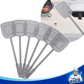 img 1 attached to 🪰 Efficient 6 Pack of MR.SIGA Gray Heavy Duty Long Handle Fly Swatters