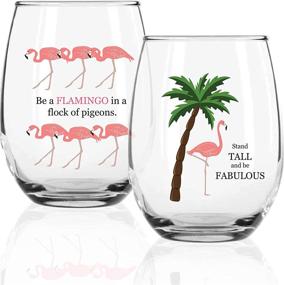 img 3 attached to 🍷 Circleware Flamingo Fun Stemless Wine Glasses Set, Party Entertainment Drinking Glassware Cups for Water, Liquor, Whiskey, Beer, Juice – Farmhouse Decor Gifts, 2 Count (Single Pack)