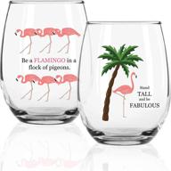 🍷 circleware flamingo fun stemless wine glasses set, party entertainment drinking glassware cups for water, liquor, whiskey, beer, juice – farmhouse decor gifts, 2 count (single pack) логотип