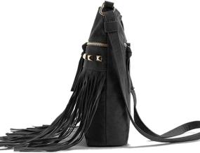 img 2 attached to 👜 LUI SUI Women's Leather Fringe Crossbody Shoulder Bag with Tassel, Messenger Handbag