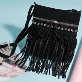 img 1 attached to 👜 LUI SUI Women's Leather Fringe Crossbody Shoulder Bag with Tassel, Messenger Handbag