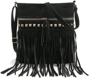 img 4 attached to 👜 LUI SUI Women's Leather Fringe Crossbody Shoulder Bag with Tassel, Messenger Handbag