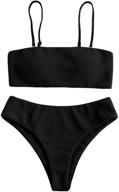 👙 stylish and versatile zaful women's bandeau bikini set: removable straps, textured, high cut - perfect two piece swimsuits for a chic beach look! logo