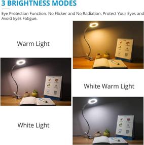 img 3 attached to 🌟 TBTeek LED Desk Ring Light for Computer, USB Reading Lamps for Zoom Meetings, 3 Color &amp; 10 Dimming Level, 360° Flexible Gooseneck, Auto Off Function Eye Care Lamp for Work and Study