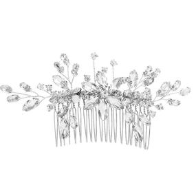 img 1 attached to Sparkling Silver Rhinestone Flower Bridal Hair Comb: Stunning Wedding Headpiece for Women and Girls