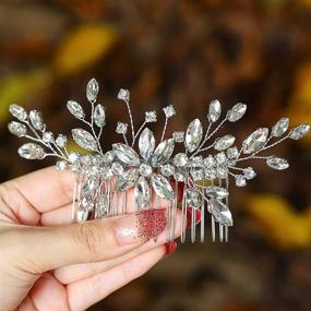 img 3 attached to Sparkling Silver Rhinestone Flower Bridal Hair Comb: Stunning Wedding Headpiece for Women and Girls