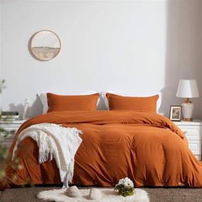 img 4 attached to 🌞 SunStyle Home Queen Size Duvet Cover Set - Umber 100% Microfiber, 3 Pieces Solid Color Ultra Soft Skin-Friendly Comforter Cover Set with Buttons Closure (1 Duvet Cover + 2 Pillowcases)