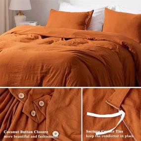 img 1 attached to 🌞 SunStyle Home Queen Size Duvet Cover Set - Umber 100% Microfiber, 3 Pieces Solid Color Ultra Soft Skin-Friendly Comforter Cover Set with Buttons Closure (1 Duvet Cover + 2 Pillowcases)