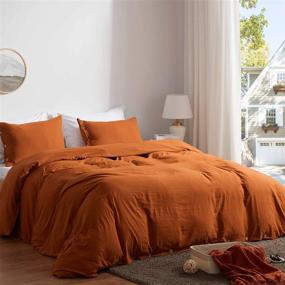 img 3 attached to 🌞 SunStyle Home Queen Size Duvet Cover Set - Umber 100% Microfiber, 3 Pieces Solid Color Ultra Soft Skin-Friendly Comforter Cover Set with Buttons Closure (1 Duvet Cover + 2 Pillowcases)