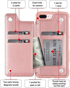 img 3 attached to 📱 Arae iPhone 7 Plus/iPhone 8 Plus Wallet Case - Protective PU Leather Card Pocket Flip Cover [Shockproof] for 5.5 inch iPhone 7 Plus/8 Plus (Rosegold)