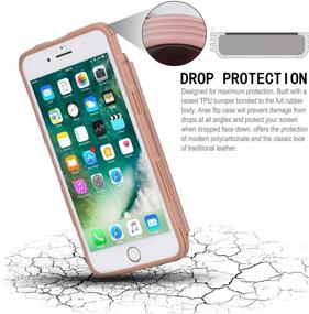 img 2 attached to 📱 Arae iPhone 7 Plus/iPhone 8 Plus Wallet Case - Protective PU Leather Card Pocket Flip Cover [Shockproof] for 5.5 inch iPhone 7 Plus/8 Plus (Rosegold)