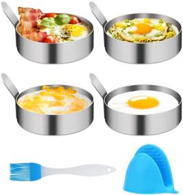 img 4 attached to 🍳 4/6 Pack Non-Stick Stainless Steel Egg Rings in 3.5 Inches | Ideal for Frying Eggs, Pancakes, Sandwiches, Beefsteaks | Griddle Kitchen Gadgets for Breakfast Cooking