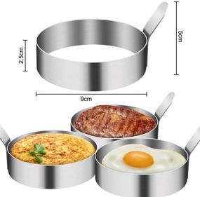 img 2 attached to 🍳 4/6 Pack Non-Stick Stainless Steel Egg Rings in 3.5 Inches | Ideal for Frying Eggs, Pancakes, Sandwiches, Beefsteaks | Griddle Kitchen Gadgets for Breakfast Cooking