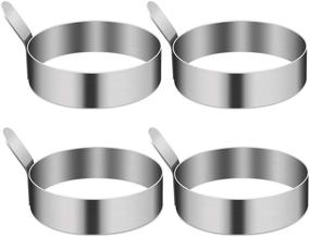 img 3 attached to 🍳 4/6 Pack Non-Stick Stainless Steel Egg Rings in 3.5 Inches | Ideal for Frying Eggs, Pancakes, Sandwiches, Beefsteaks | Griddle Kitchen Gadgets for Breakfast Cooking