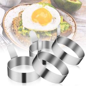 img 1 attached to 🍳 4/6 Pack Non-Stick Stainless Steel Egg Rings in 3.5 Inches | Ideal for Frying Eggs, Pancakes, Sandwiches, Beefsteaks | Griddle Kitchen Gadgets for Breakfast Cooking